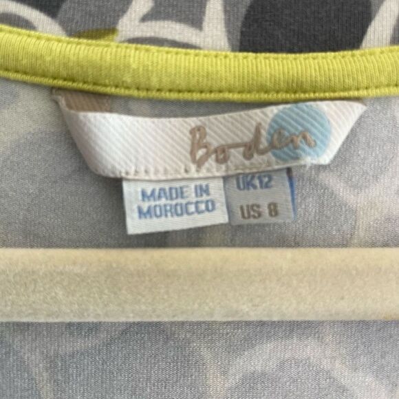 Boden Gray Circle Print Jersey Knit Short Mini 3/4 Sleeve Dress Women’s 8 Medium - Picture 4 of 4